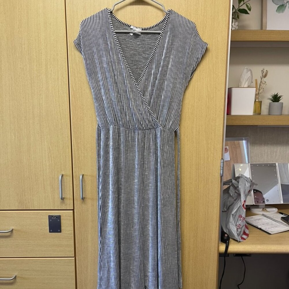 Striped V-neck Dress